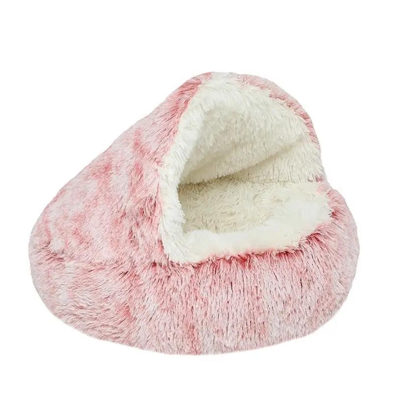 Calming Pet Cocoon Bed, Side View, Pink